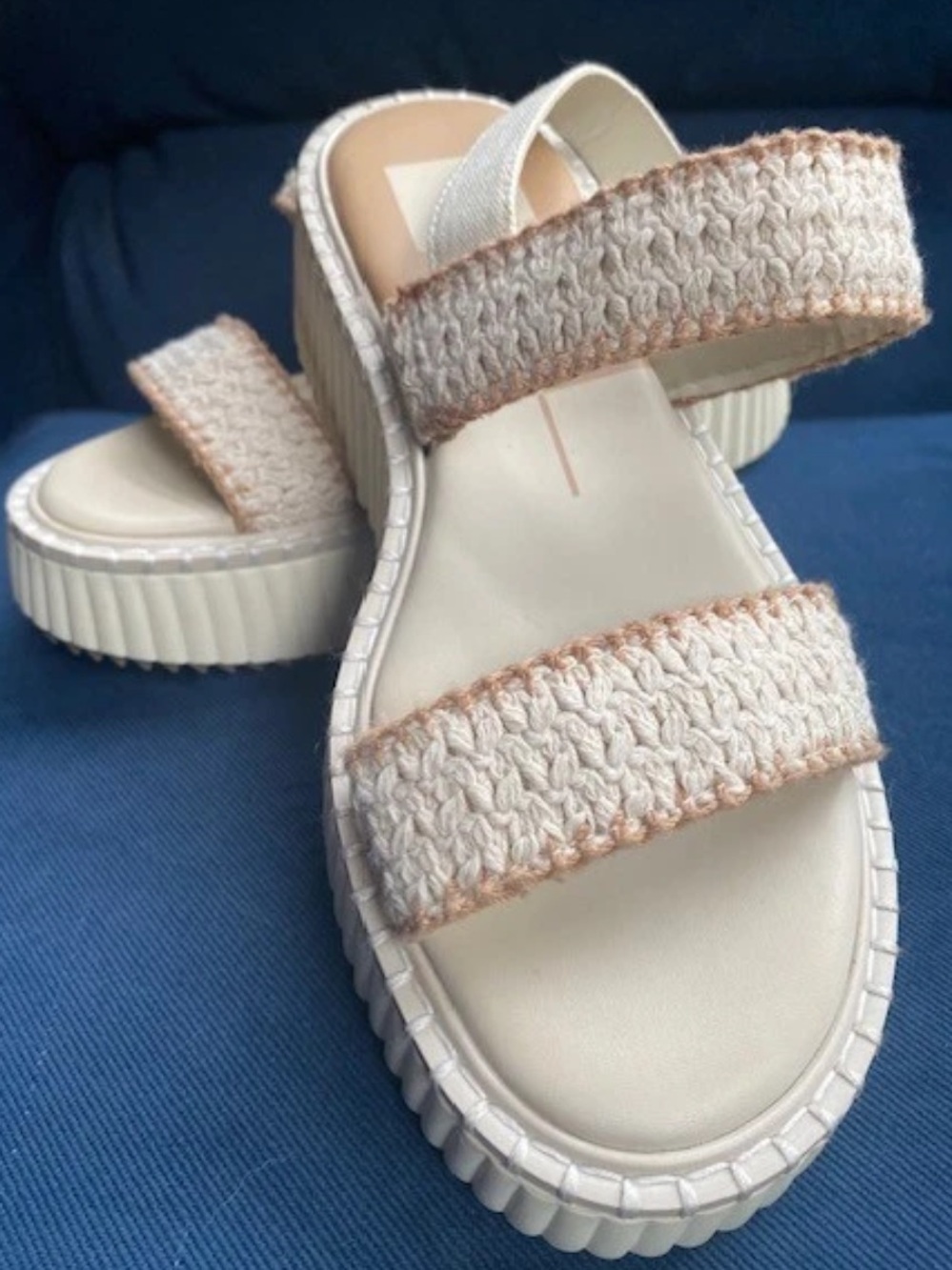 Dolce Vita Women’s Cream Crochet Strap Platform Sandals